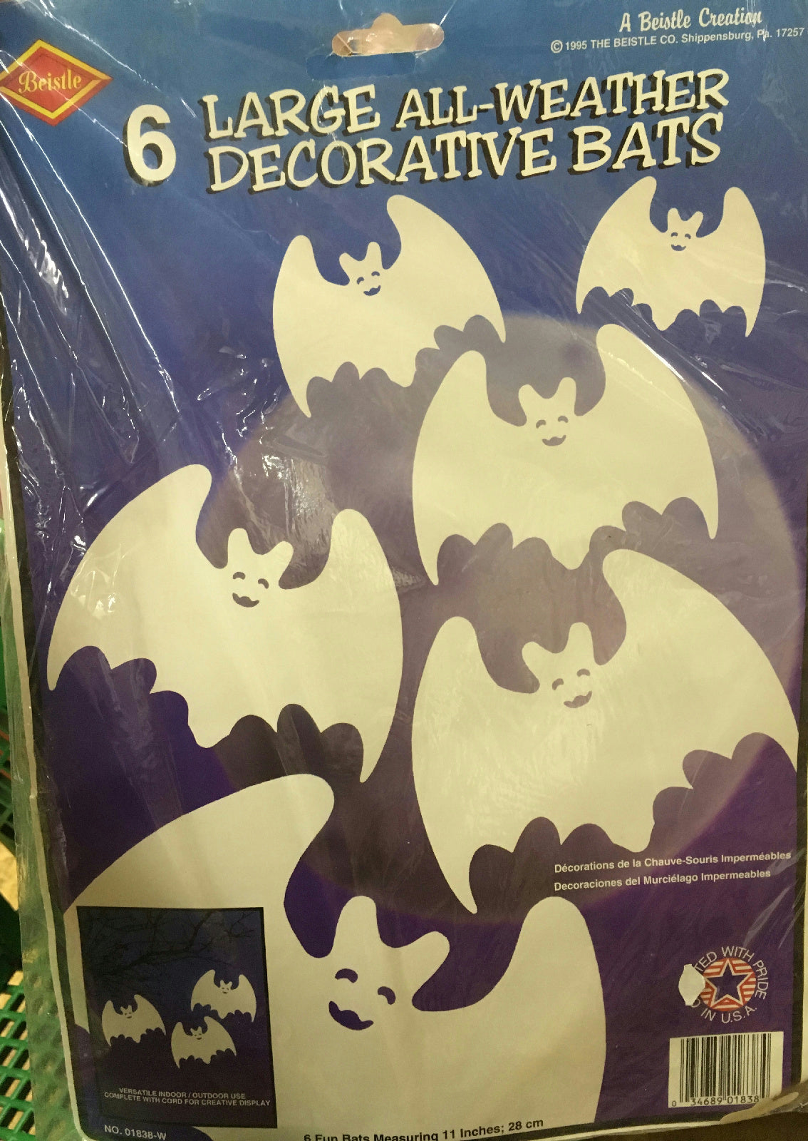6 Large All Weather Decorative White Bats Indoor Outdoor Halloween Decoration by HalloweenStore.com