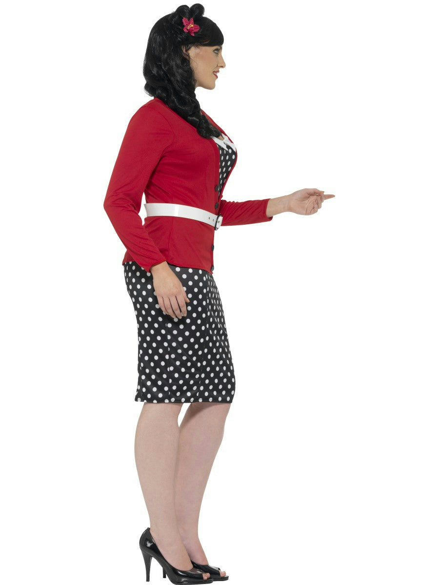Smiffy's Women's Curves 50's PIn Up Polka Dot Adult Retro Costume Large 14-16 by HalloweenStore.com