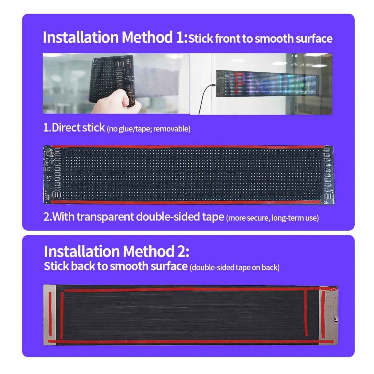 Large Programmable LED Sign with App & USB- Flexible Panel - Multicolor RGB Suitable for Indoor/Shop Decoration, Music Sync Display, Text/Animations, Wall-Mounted Panel for, Parties, Events (No)