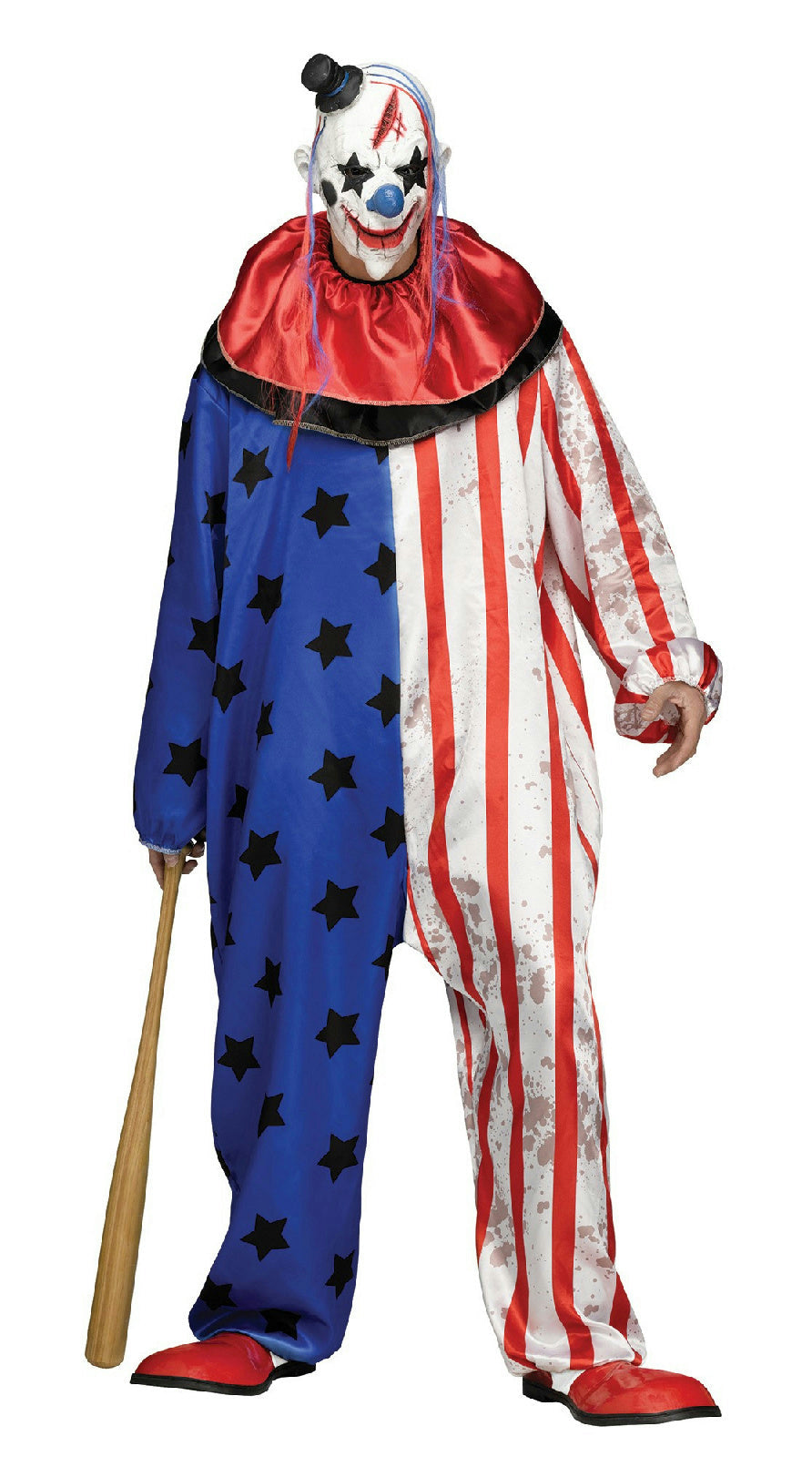 Fun World Evil Clown Adult Men's Costume Jumpsuit and Mask Standard Size by HalloweenStore.com