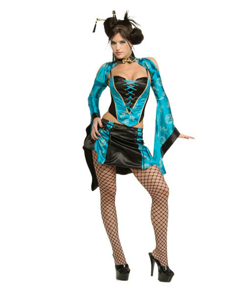 Sexy Women's Black Blue Naughty Chinese Geisha Girl Adult Costume Small 6-9 by HalloweenStore.com