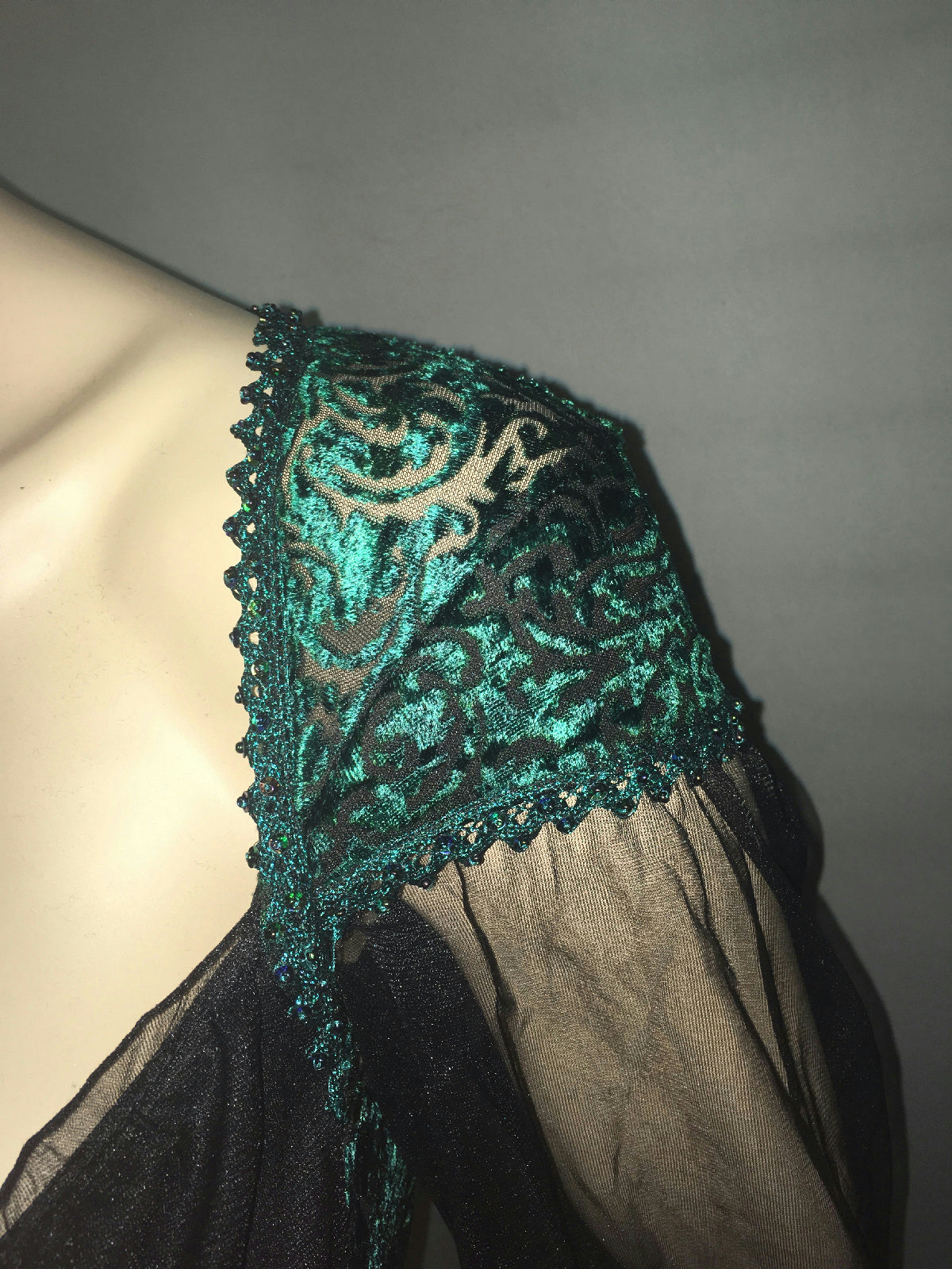 Women's Blue Green Velvet Burnout Treasure Pirate Sexy Costume Dress M/L 8-12 by HalloweenStore.com