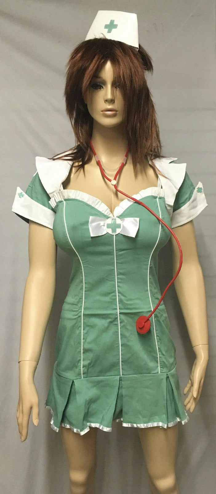 Seafoam Green 4Pc Hospital Scrubs Nurse Sexy Women's Adult Costume Size Large by HalloweenStore.com