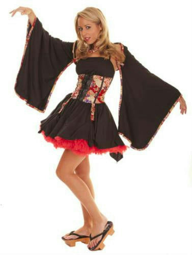 Women's Sexy 2 Piece Plum Blossom Geisha Oriental Costume Adult Costume XS 0-2 by HalloweenStore.com
