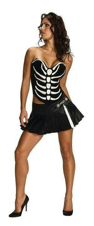 Secret Wishes Sexy Women's Skeleton Shirt And Skirt Costume Set Size XS 0-2 by HalloweenStore.com