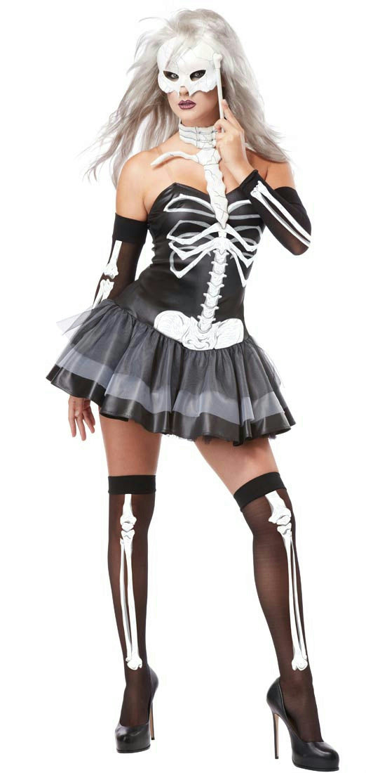 California Costumes Women's Skeleton Masquerade Sexy Adult Costume Large 10-12 by HalloweenStore.com