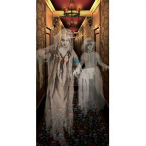 Ghostly Spirits in Hallway Wall Poster Haunted House Halloween Ghost Decor by HalloweenStore.com