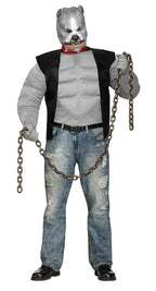 Fun World Men's Pit Bull Biker Dog Plus Size Costume & Mask up to 300 lbs by HalloweenStore.com