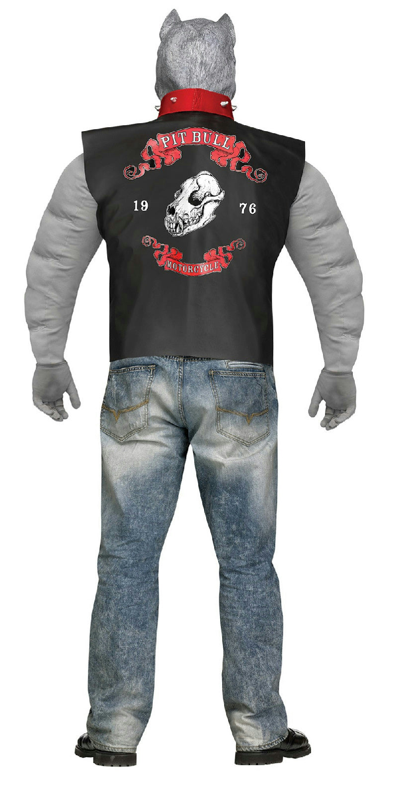 Fun World Men's Pit Bull Biker Dog Plus Size Costume & Mask up to 300 lbs by HalloweenStore.com