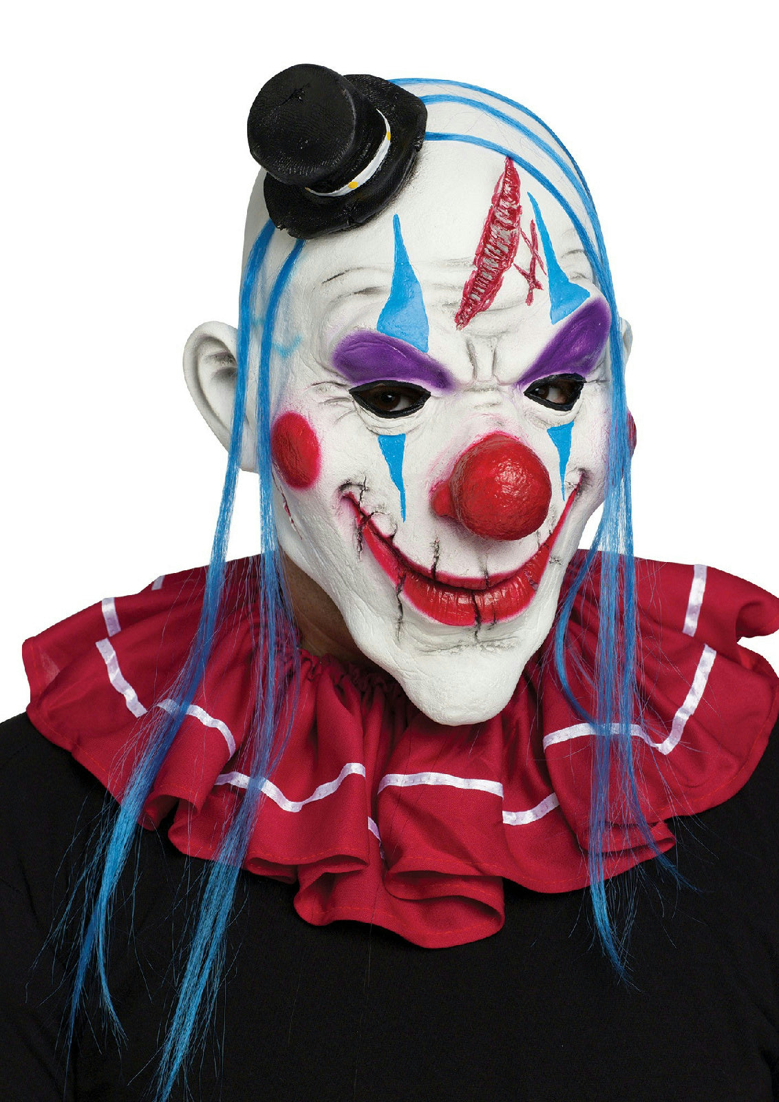 Red White and Blue Horror Clown Adult Mask with Hair by HalloweenStore.com