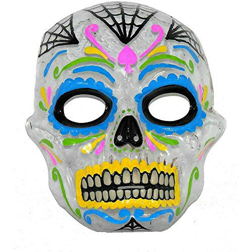 Day of the Dead Transparent Painted Skull Mask Forum Novelties by HalloweenStore.com