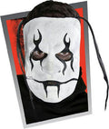Stage Fright Goth Face Mask Black and White Painted Latex Half Mask with Hair by HalloweenStore.com