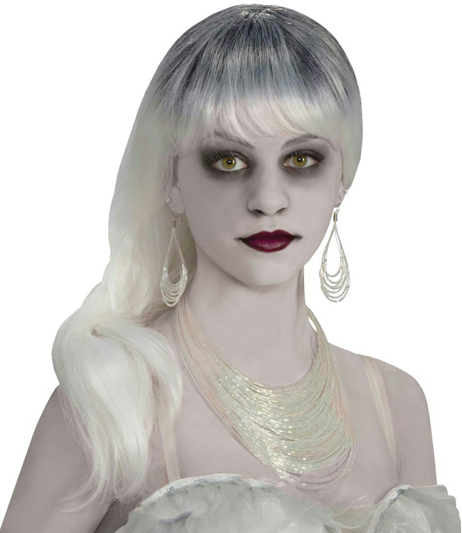 Ghostly Spirits Victorian Bride Ghost Earrings Necklace Costume Jewelry Set by HalloweenStore.com