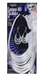 Ghostly Spirits Victorian Bride Ghost Earrings Necklace Costume Jewelry Set by HalloweenStore.com