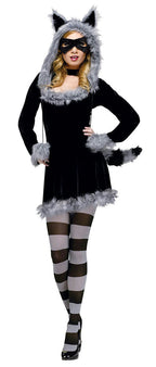 Women's Sexy Fantasy Deluxe Racy Raccoon Adult Costume S/M 2-8 by HalloweenStore.com