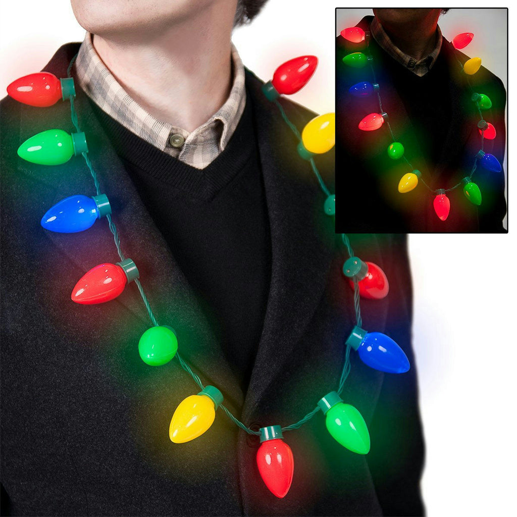 Retro Large Christmas C7 Bulb Necklace Light Up Flashing LED Lights Christmas by HalloweenStore.com