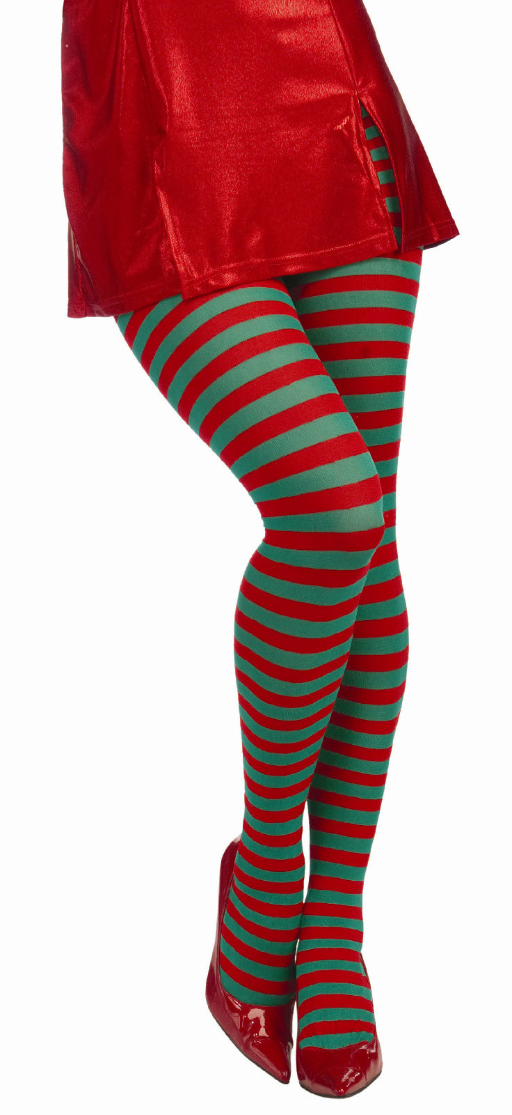 Forum Novelties Womens Red and Green Adult Christmas Striped Tights Pantyhose by HalloweenStore.com