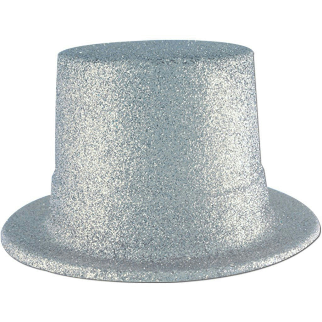 Beistle Plastic Silver Glitter Coated Top Hat by HalloweenStore.com