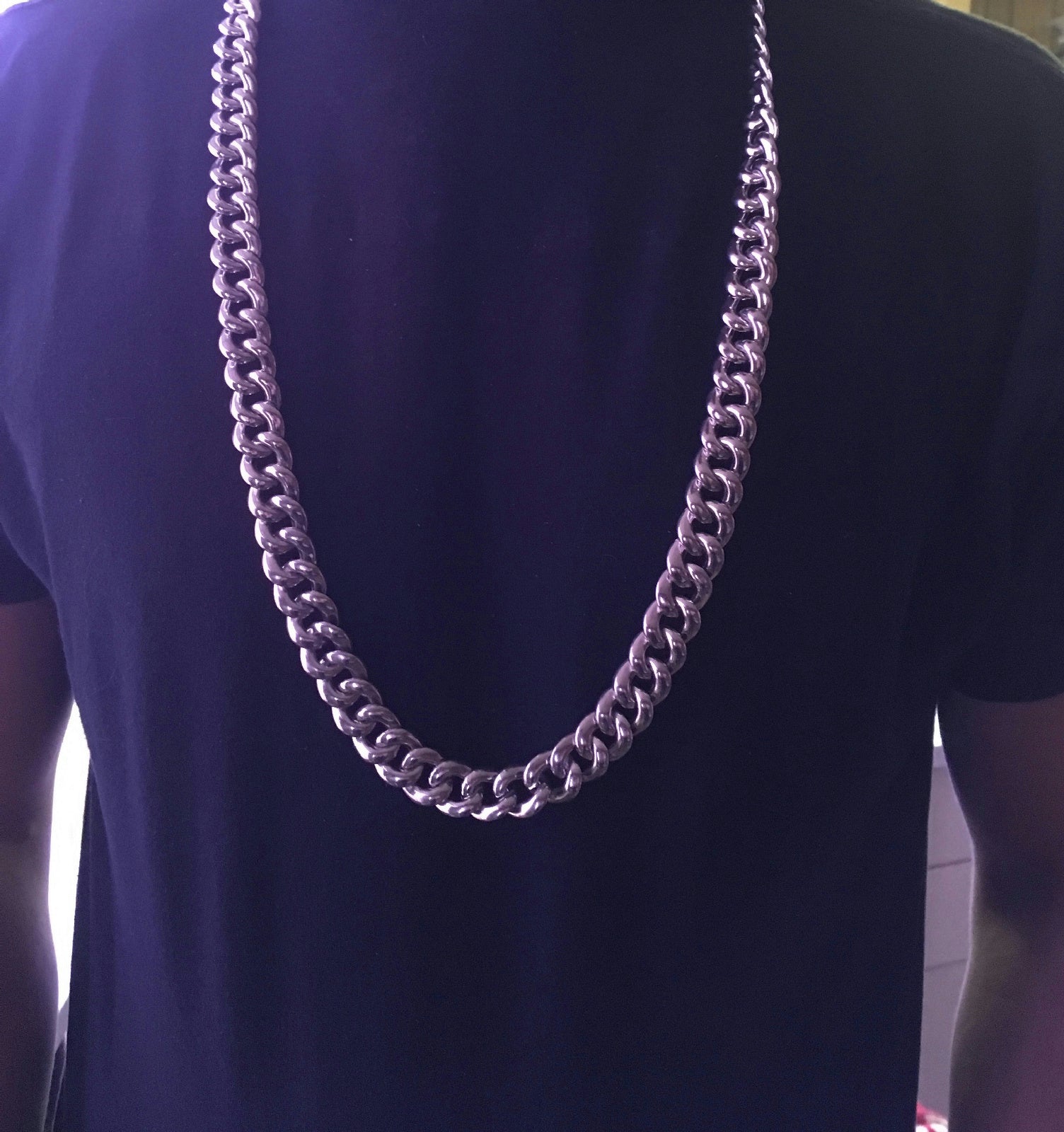 36" Plastic Silver Links Pimp Chain Necklace Gangster Hip Hop Costume Jewelry by HalloweenStore.com