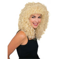 Long Blonde Tight Curly Wet Look Deluxe 80s Rock Star Adult Unisex Costume Wig by HalloweenStore.com