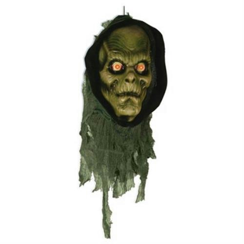 Plastic Green Zombie Head with Light Up Eyes Monster Head Halloween Prop by HalloweenStore.com
