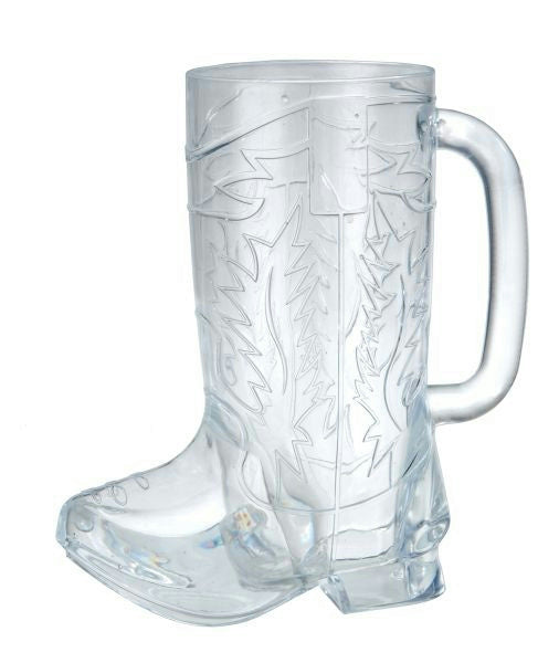 Clear Plastic Western Cowboy Boot Mug Cup with Handle 12oz by HalloweenStore.com