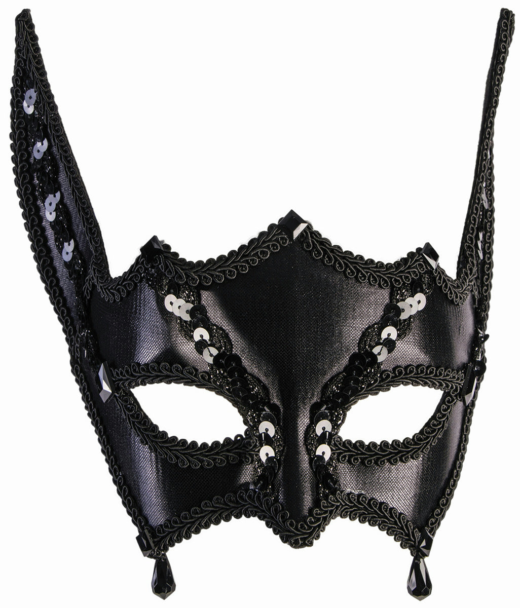 Black Bat Sequin Masquerade Eye Mask Costume Accessory by HalloweenStore.com