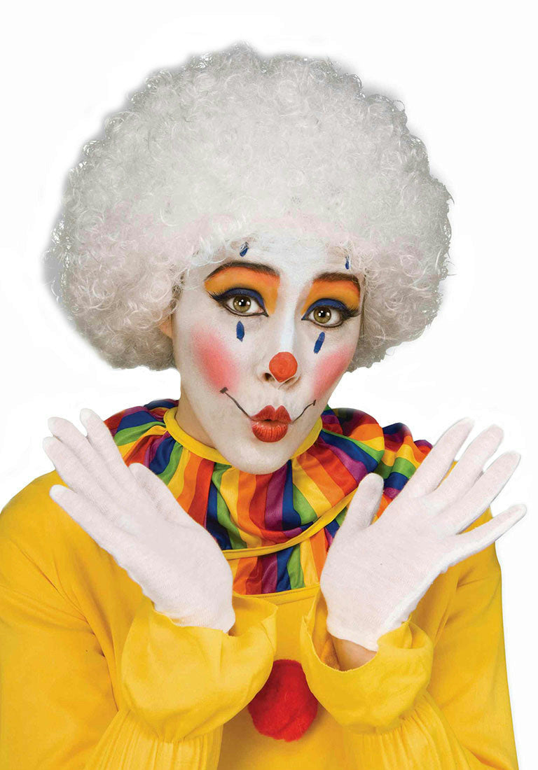 White Clown Curly Afro Costume Wig by HalloweenStore.com
