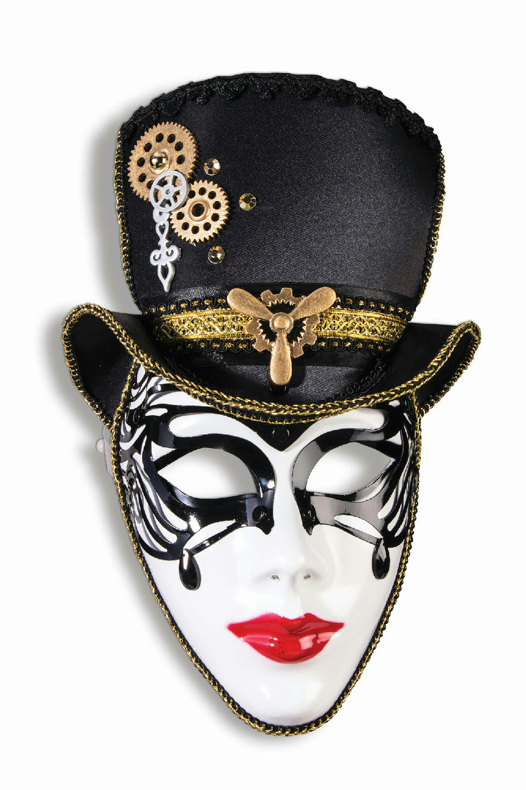 Madame Steampunk Plastic Face Mask with Attached Hat Headband Costume Accessory by HalloweenStore.com