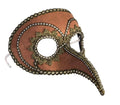 Steampunk Beaked Venetian Style Mask Brown Gold Eyeglass Arms Costume Accessory by HalloweenStore.com