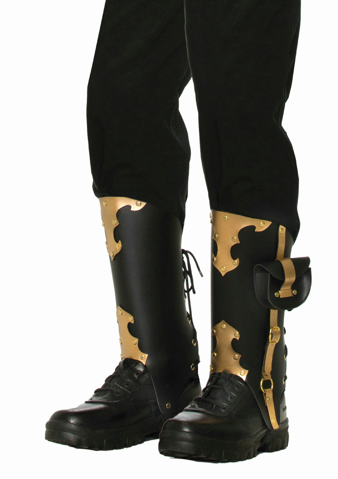 Black with Gold Detail Deluxe Pirate Boot Covers Costume Accessory by HalloweenStore.com