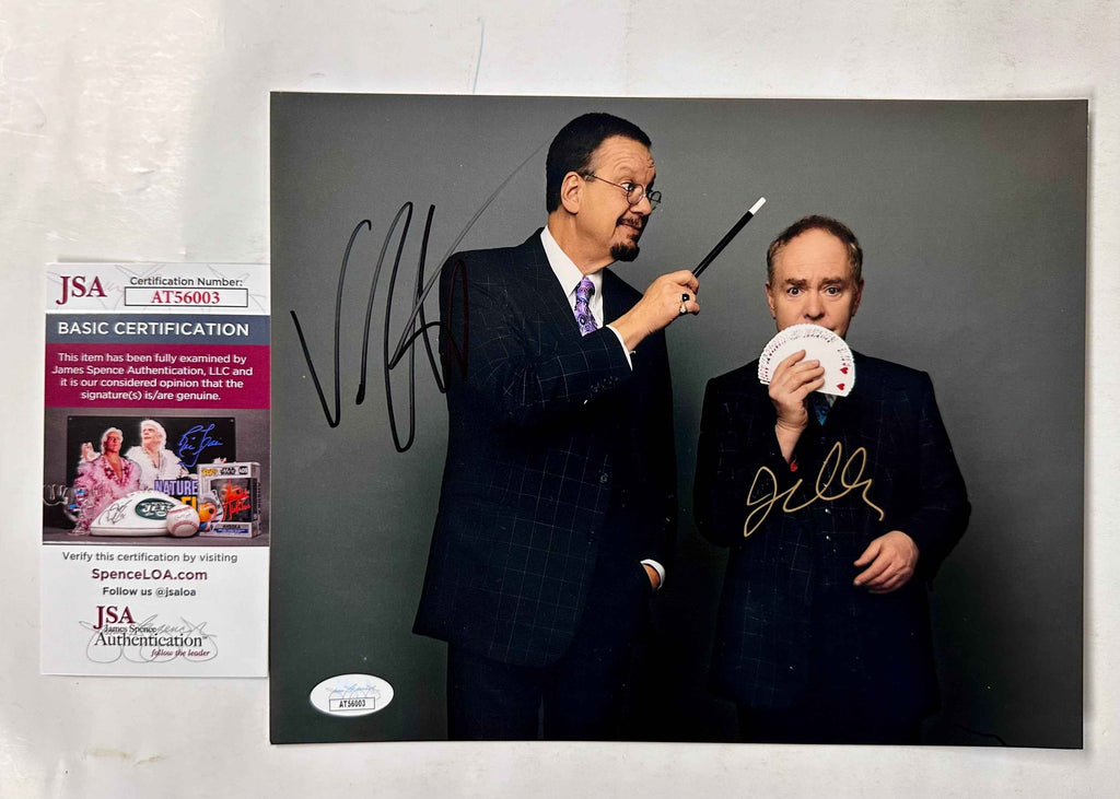 Penn & Teller Signed Entertainer Comedy Vegas Magician 8x10 Photo With JSA COA