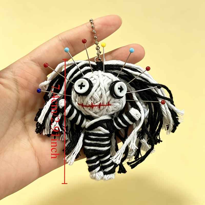 Novel and Humorous Talismans, Voodoo Mummy Shaped Prank Toys, Hand Crocheted Skeleton Dolls (with 10 Randomly Colored Needles Inside), Spoof Stress Relieving Interactive Gifts for Colleagues/bosses (black Humor Style, Suitable for Parties or Joking
