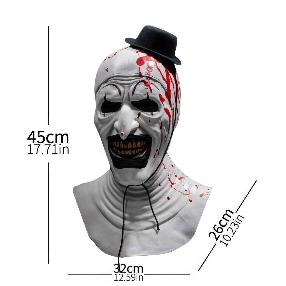 1pc Black Hat Clown Latex Mask, Classic Ghost Clown Mask with Hat - Halloween Christmas Costume Props, Men'S Stage Performance Accessories