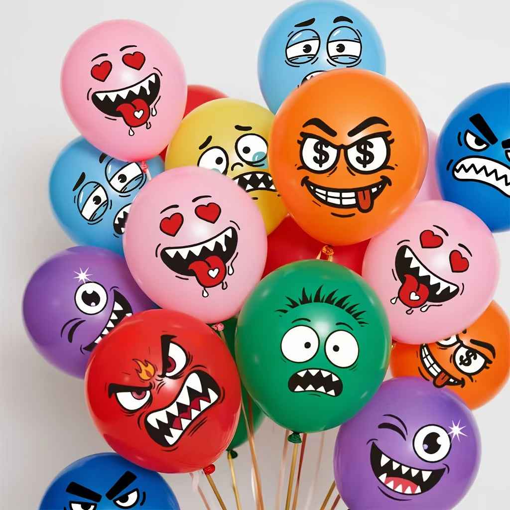 Monster Bash Latex Balloons, Anger, Crying, Greed, Confusion, Evil, Speechlessness, Fear, Happiness Face Balloons, / Birthday Party Supplies, Shower Decorations Random Pattern