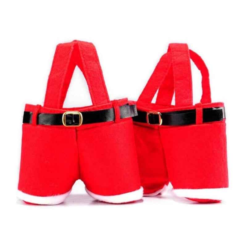 6PCS Santa Pants Christmas Candy Gift Bags - Fun and Festive Snack Pouches with Handles for Holiday Packaging