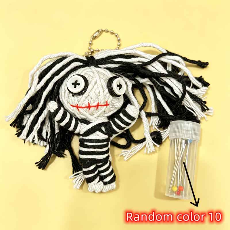 Novel and Humorous Talismans, Voodoo Mummy Shaped Prank Toys, Hand Crocheted Skeleton Dolls (with 10 Randomly Colored Needles Inside), Spoof Stress Relieving Interactive Gifts for Colleagues/bosses (black Humor Style, Suitable for Parties or Joking