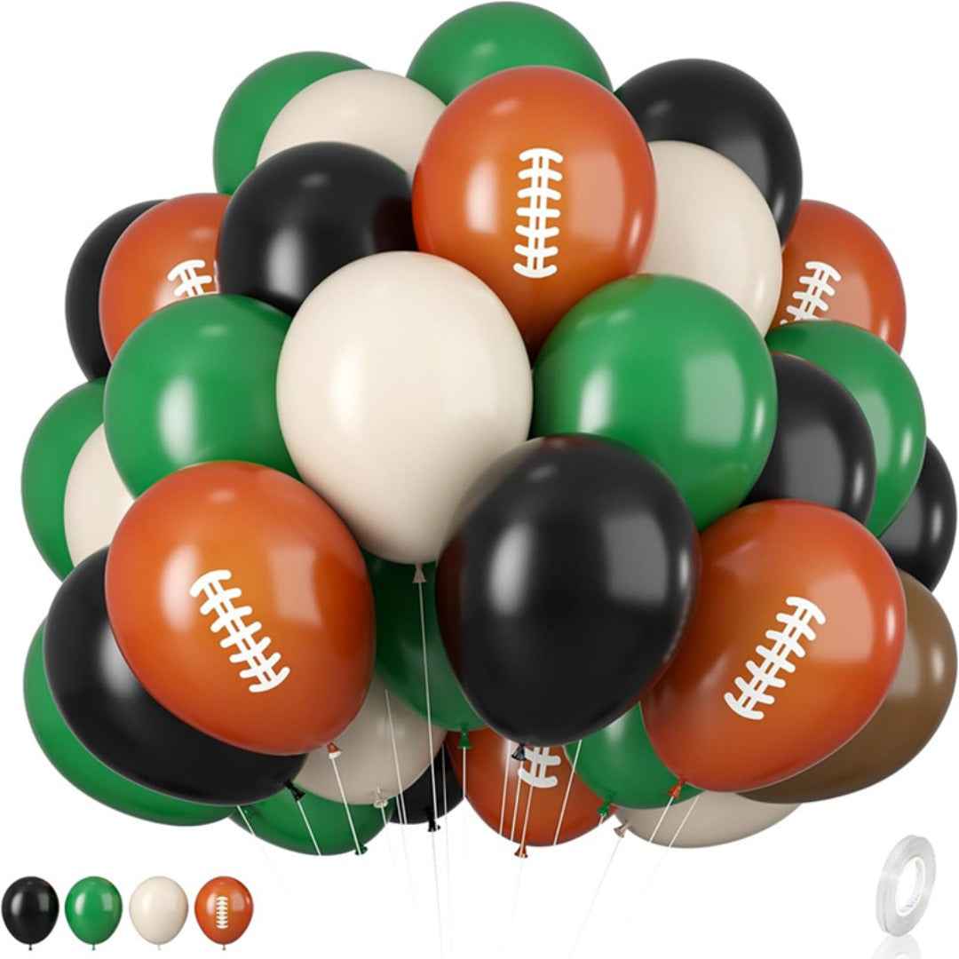 40pcs Football & Soccer Balloon Decor Kit | Sports Theme Latex Balloon Set, Birthday Party Game And Celebration Decoration Supplies, Mixed Color Emulsion Balloons