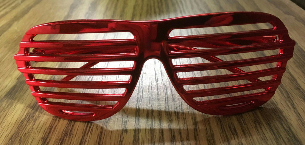 Red Metallic Lensless Shutter Blinds Style Party Frame Cool Fashion Eyewear by HalloweenStore.com