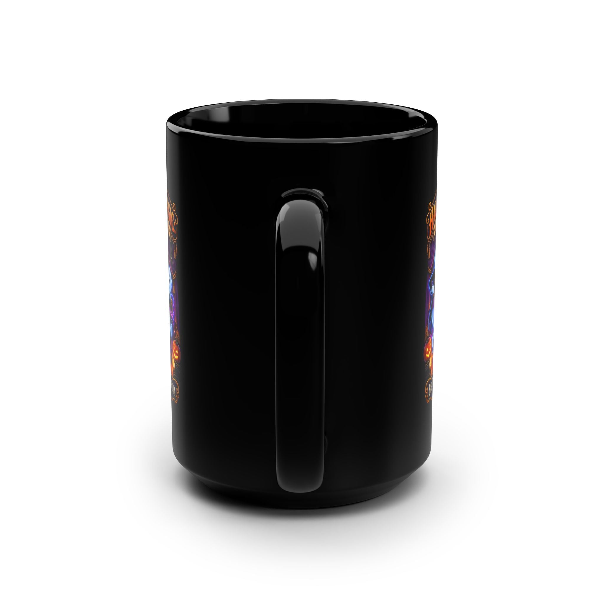 15oz Black Mug — 'Halloween Magic - No Bodies Required" Coffee Cup by Printify