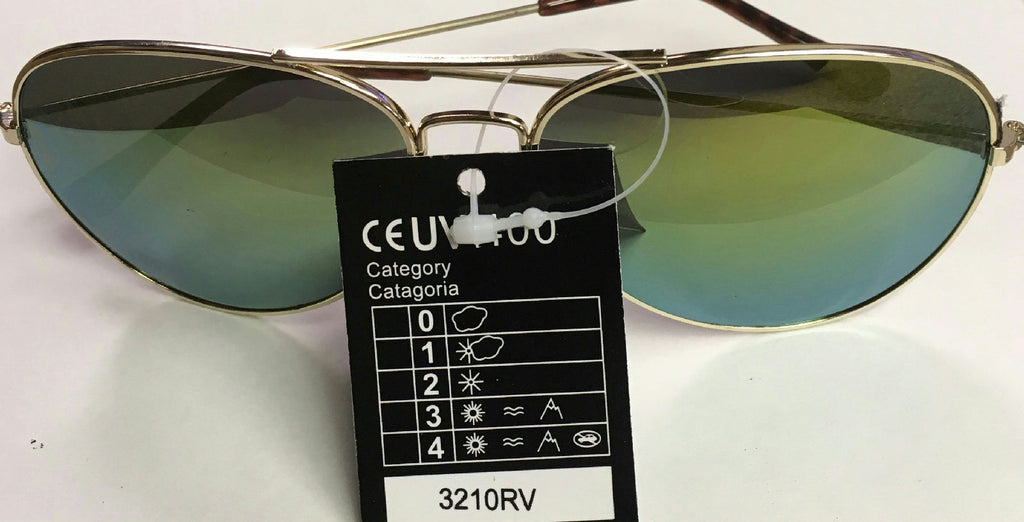 Aviator Laser Lens Yellow Orange Green Tint Lens Shades Sunglasses UV 400 by HalloweenStore.com