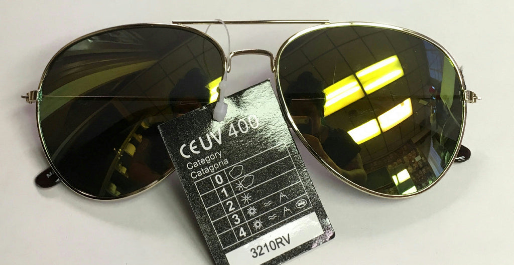 Aviator Laser Lens Yellow Orange Green Tint Lens Shades Sunglasses UV 400 by HalloweenStore.com