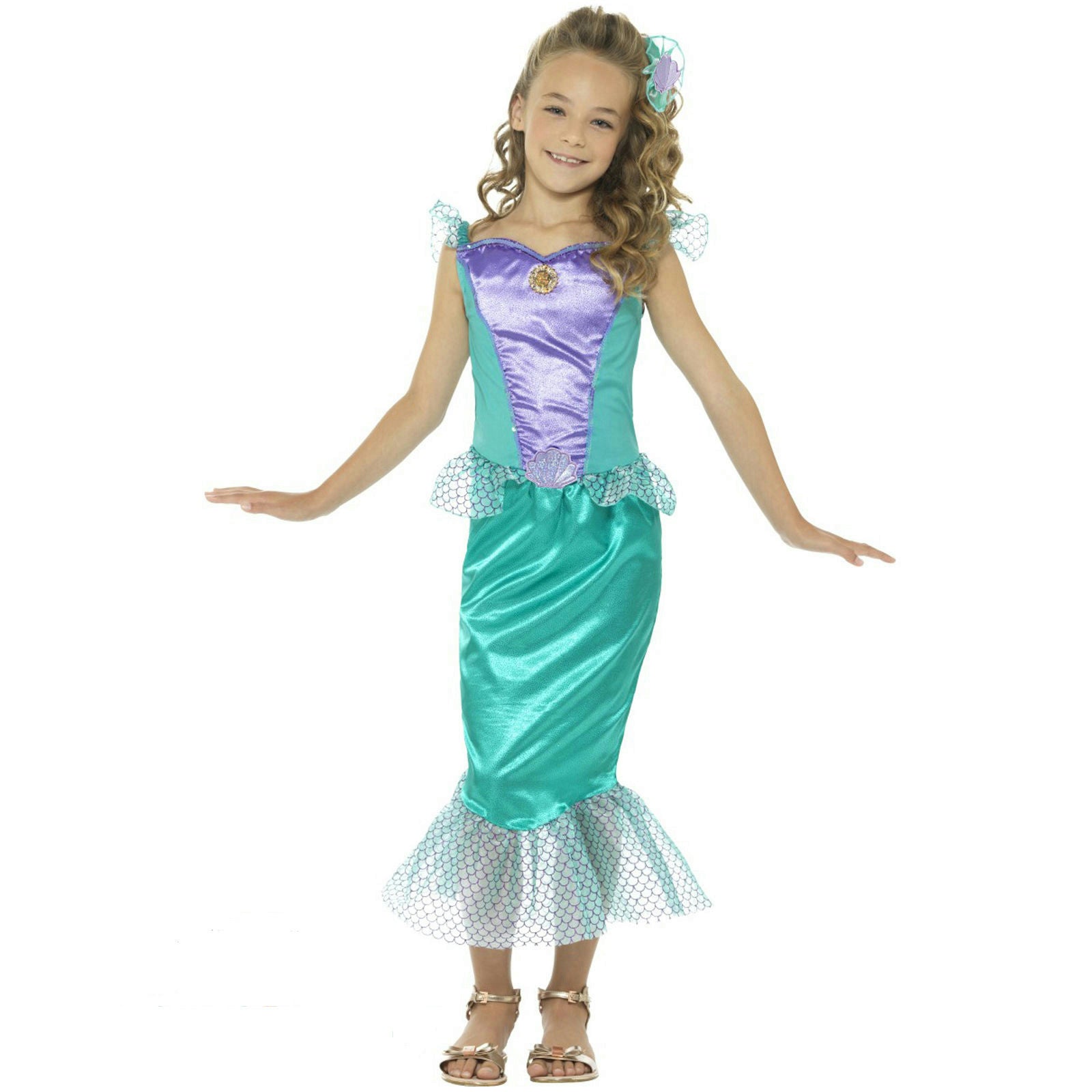 Smiffy's Girls Deluxe Little Mermaid Fairytale Fancy Dress Sz Medium 7-9 by HalloweenStore.com