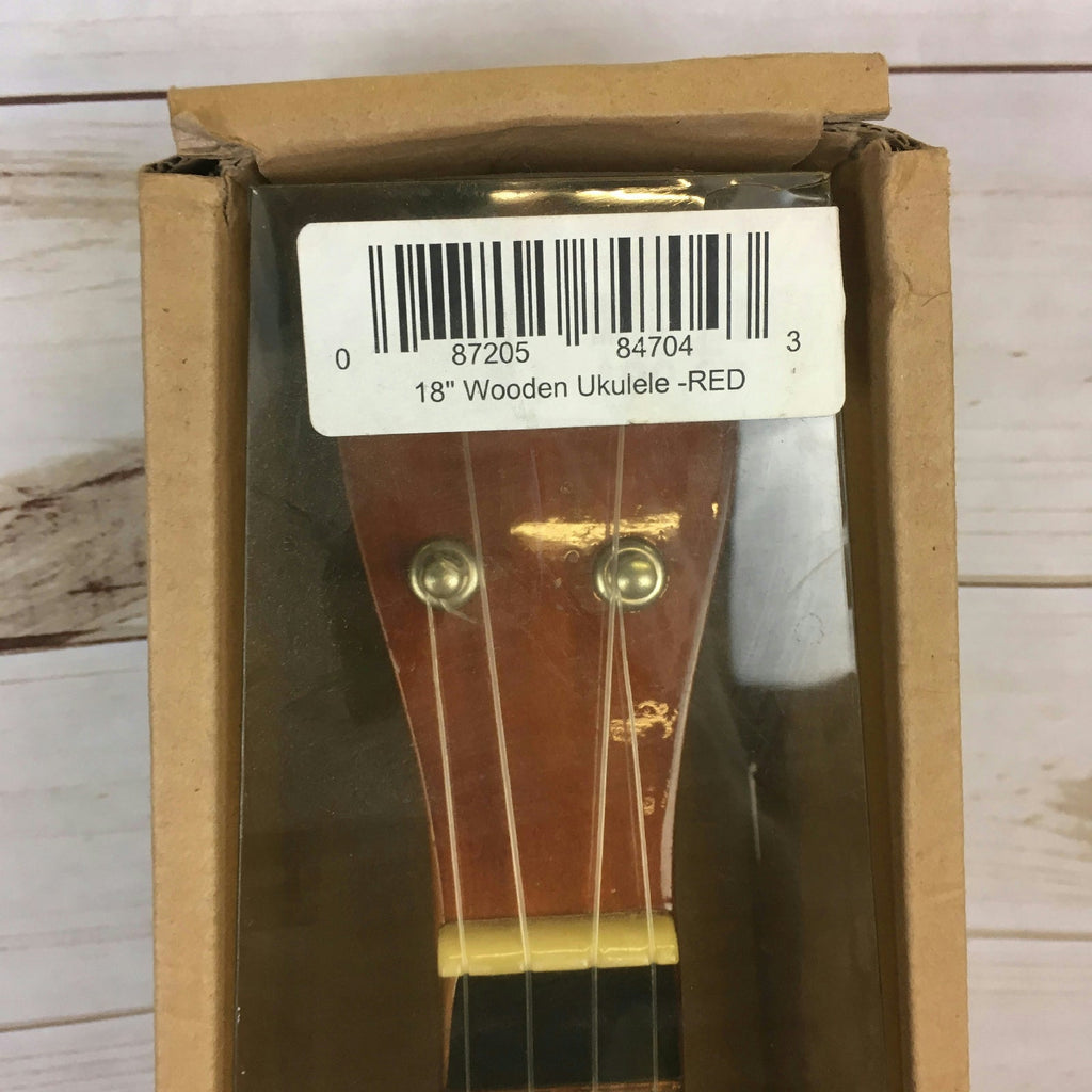 18" Wooden Ukulele Red Floral Hawaiian Print Tropical Party Accessory by HalloweenStore.com
