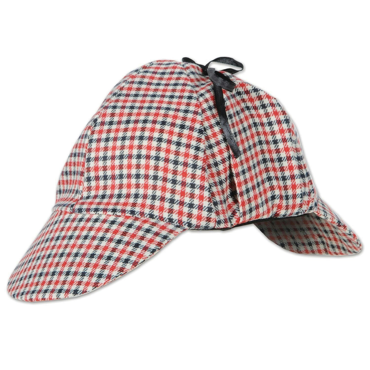 Beistle Tan Black Red Plaid Deerstalker Sherlock Holmes Costume Hat by HalloweenStore.com