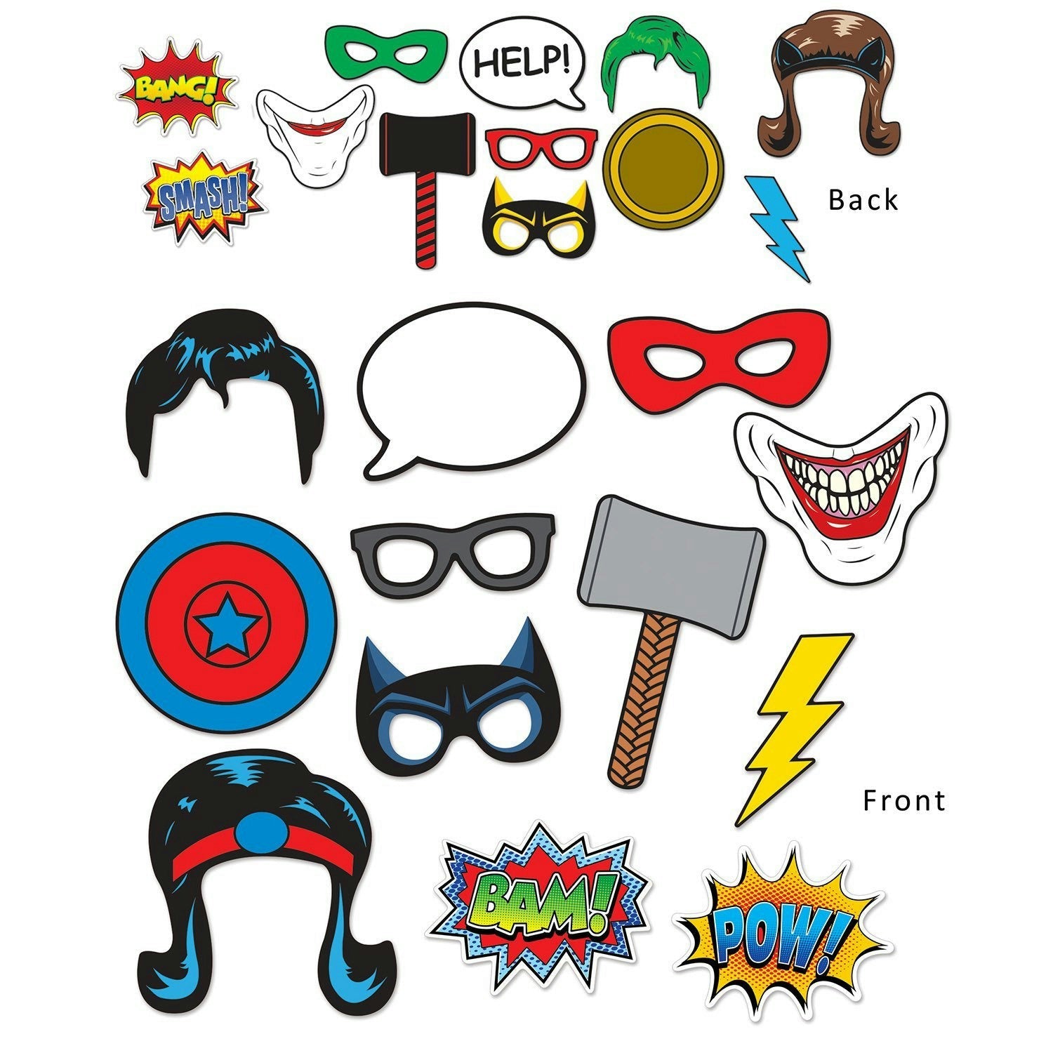 Beistle Hero 12 Piece Photo Fun Signs 6.75in x 10in Superhero Party Supplies by HalloweenStore.com