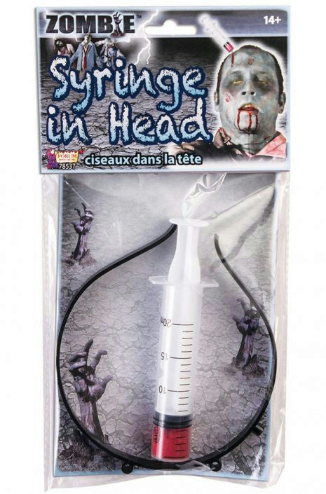 Syringe In Head Bloody Zombie Halloween Headband by HalloweenStore.com