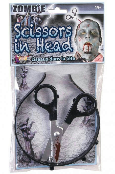 Scissor In Head Bloody Zombie Halloween Headband by HalloweenStore.com