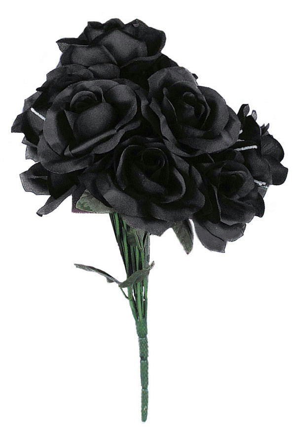 Black Rose Bouquet Black Fake Dead Flowers by HalloweenStore.com