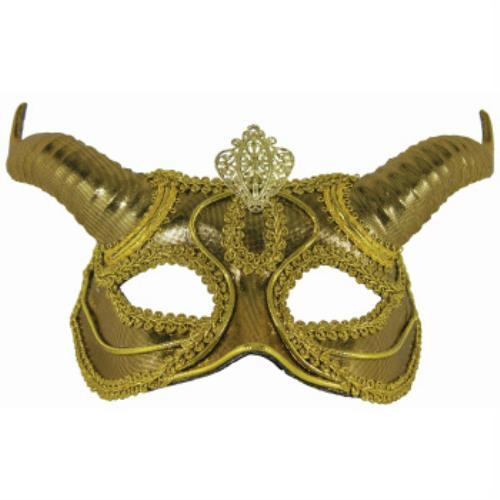Forum Novelties Gold Half Face Mask with Horns by HalloweenStore.com